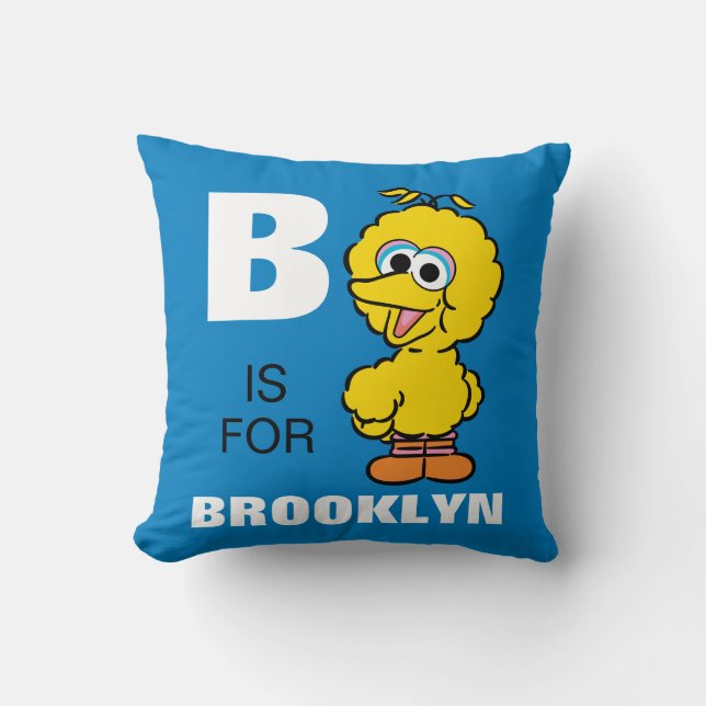 Cojín Decorativo B es de Big Bird | Agrega tu nombre (Anverso)
