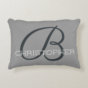Cojín Decorativo B Inicial Monograma De Nombre Elegante Negro Blanc