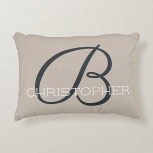 Cojín Decorativo B Inicial Personalizada Modern Taupe Tan 