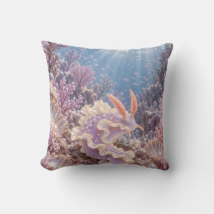 Cojín Decorativo Babosa de Mar Lila con Volantes Coral Pastel Océan