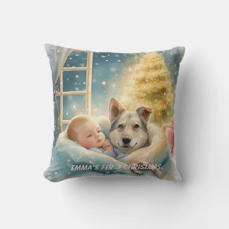 Cojín Decorativo Baby & Blue-Eyed Pup Christmas Pillow