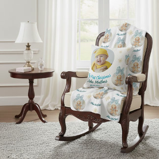 Cojín Decorativo Baby boy First Christmas Gingerbread Photo & Name