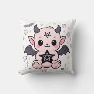 Cojín Decorativo Baby Devil - Manifestación de Gótico Kawaii Pastel
