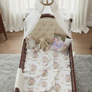 Cojín Decorativo Baby Girl First Christmas Gingerbread Photo & Name