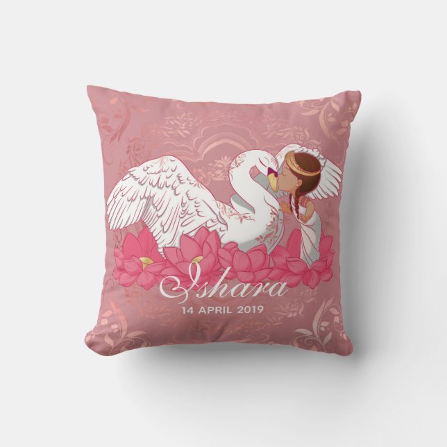 Cojín Decorativo Baby Girl Saraswati with White Swan and lotus (Anverso)
