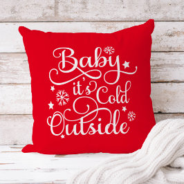 Cojín Decorativo Baby hace frío afuera Red Script Holiday