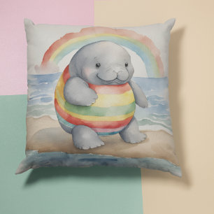 Cojín Decorativo Baby Manatee Rainbow