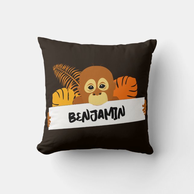 Cojín Decorativo Baby Orangutan Personalizado (Anverso)