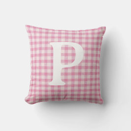 Cojín Decorativo Baby Pink Gingham Personalizado inicial