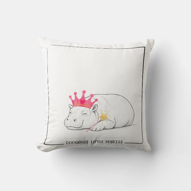 Cojín Decorativo Baby Pygmy Hippo Princess Throw Pillow (Anverso)