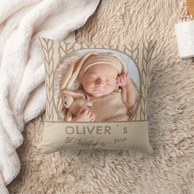 Cojín Decorativo Baby`s 1st Christmas Knitting Photo  (Manta)