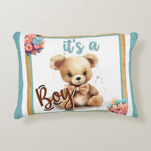 Cojín decorativo Baby Shower Boho Blue Bear