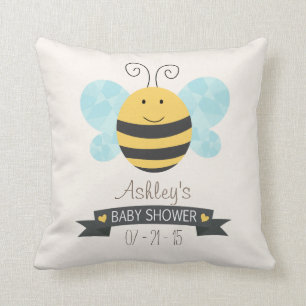 Cojín Decorativo Baby Shower Cute Yellow & Black Bee