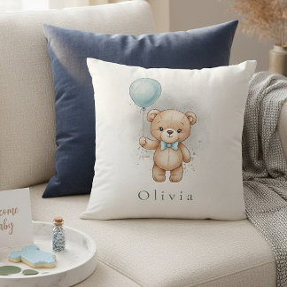 Cojín Decorativo Baby Shower for Boy – Blue Balloon Teddy Bear