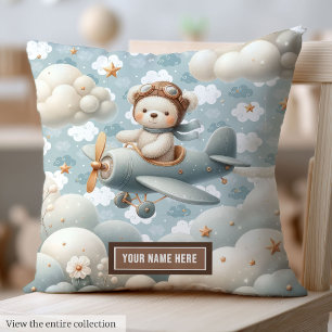 Cojín Decorativo Baby Shower Personal del piloto del oso de peluche