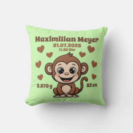 Cojín Decorativo Babykissen zur Geburt - Affe - personalisierbar -