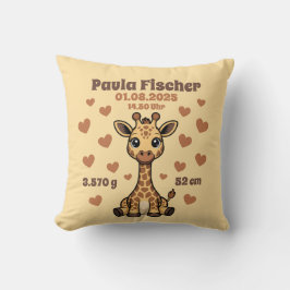 Cojín Decorativo Babykissen zur Geburt - Giraffe - personalisierbar