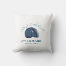Cojín Decorativo Bachelorette party beach club blue sea shell name 