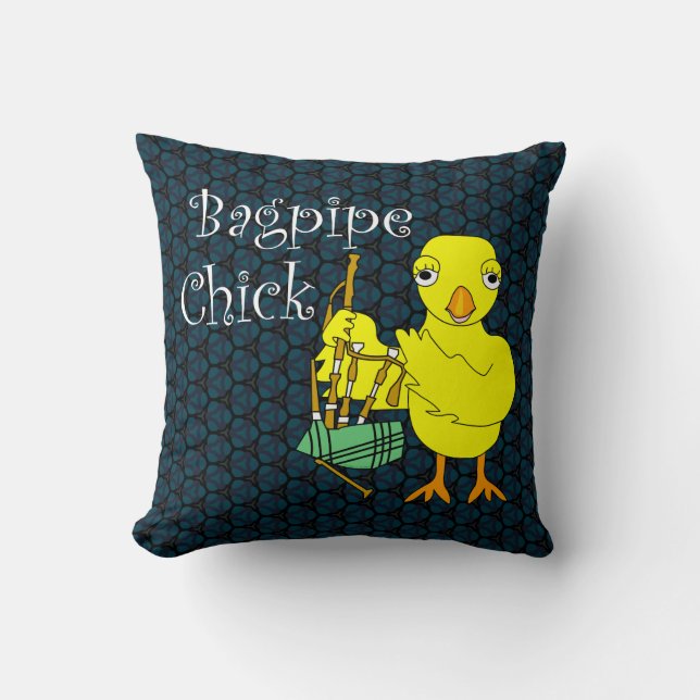 Cojín Decorativo Bagpipe Chick Text (Anverso)