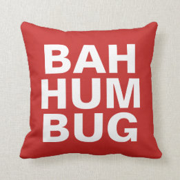 Cojín Decorativo BAH HUMBUG - blanco sobre rojo