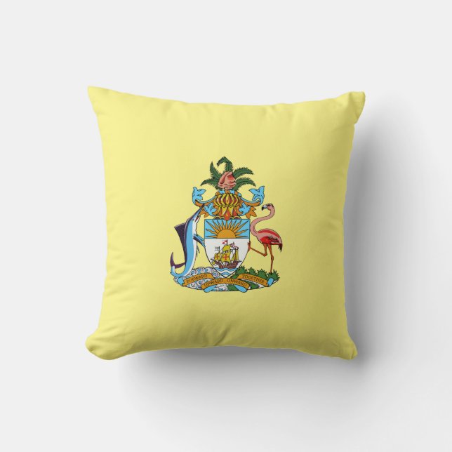 Cojín Decorativo Bahamas con escudo de armas (paraíso caribeño) (Anverso)