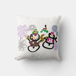 Cojín Decorativo Baila al muñeco de nieve y a la muñeca de nieve