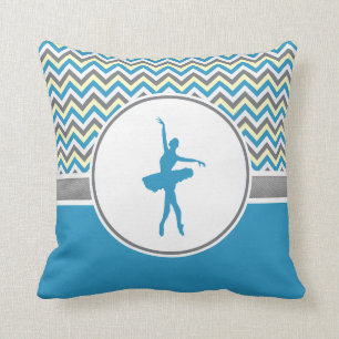 Cojín Decorativo Bailarín azul de Chevron personalizado