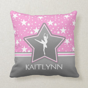 Cojín Decorativo Bailarín entre las estrellas en rosa con SU NOMBRE