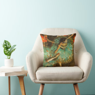 Cojín Decorativo Bailarina Danza Bailarina Verde Degas Pintura