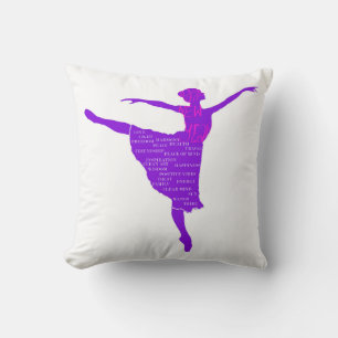 Cojín Decorativo Bailarina de ballet morado de Año Nuevo desea a Cu