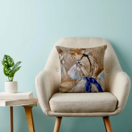 Cojín Decorativo Bailarina de Degas con lazo azul