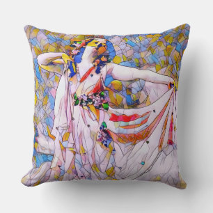 Cojín Decorativo Bailarina de vidrio manchado con vestido flojo
