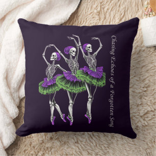 Cojín Decorativo Bailarina Esqueleto Verde Púrpura Persiguiendo Eco