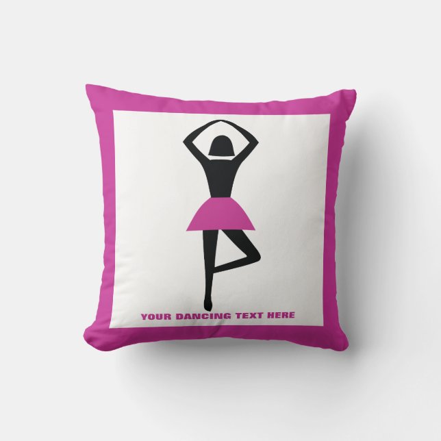Cojín Decorativo Bailarina negra, personalizado rosa caliente (Anverso)
