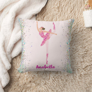 Cojín Decorativo Bailarina Personalizada de Purpurina Rosa Capricho