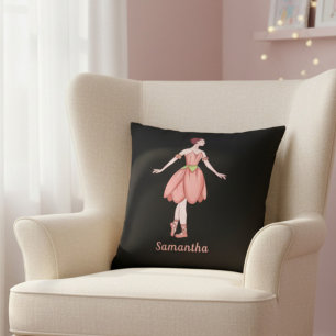 Cojín Decorativo Bailarina Personalizada Rosa y Negro