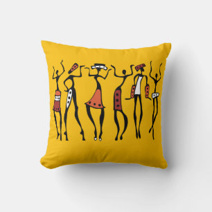 Cojín Decorativo Bailarinas africanas, cosecha de silueta étnica.