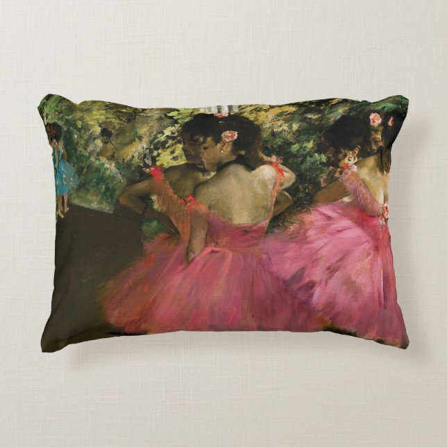 Cojín Decorativo Bailarinas en rosa de Edgar Degas (Anverso)