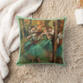 Cojín Decorativo Bailarinas, rosa y verde por Degas, arte