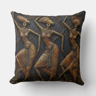 Cojín Decorativo Bailarines Africanos Tradicionales Tallados - Trib