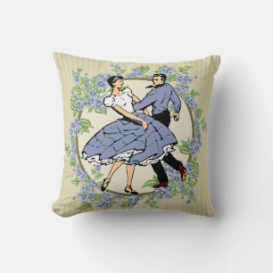 Cojín Decorativo Bailarines de Country Dance Square Blue con marco 