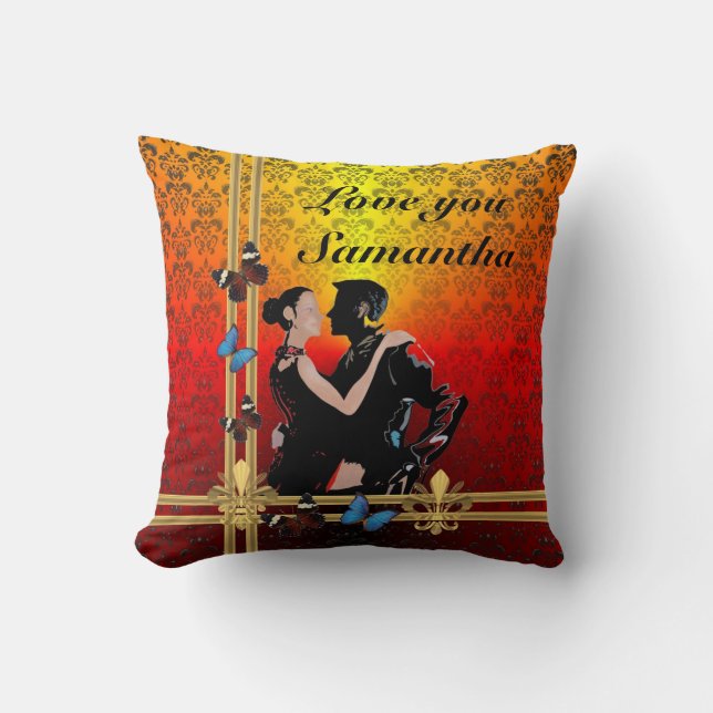 Cojín Decorativo Bailarines de tango personalizados románticos (Anverso)