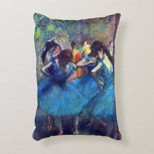 Cojín Decorativo Bailarines en Azul de Edgar Degas, Arte de Ballet 