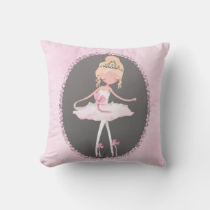 Cojín Decorativo Baile de gala rosa y gris para niñas