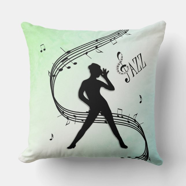 Cojín Decorativo Baile de jazz verde (Anverso)
