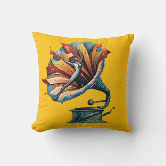 Cojín Decorativo Baile gramófono a través de la melodía (Anverso)