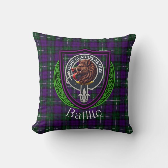 Cojín Decorativo Baillie Scottish Clan Tartan & Crest (Anverso)