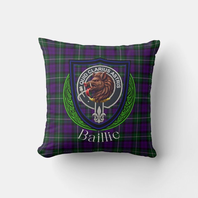 Cojín Decorativo Baillie Scottish Clan Tartan Escudo (Anverso)
