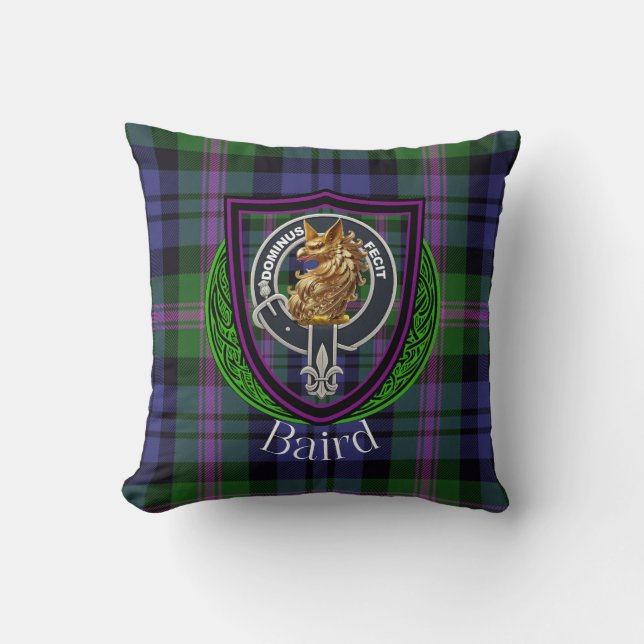 Cojín Decorativo Baird Scottish Clan Tartan Escudo (Anverso)