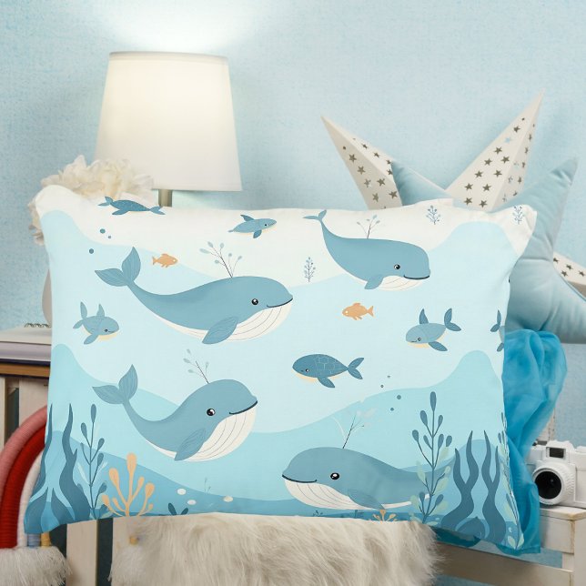 Cojín Decorativo Bajo el mar ballenas y peces (Subido por el creador)